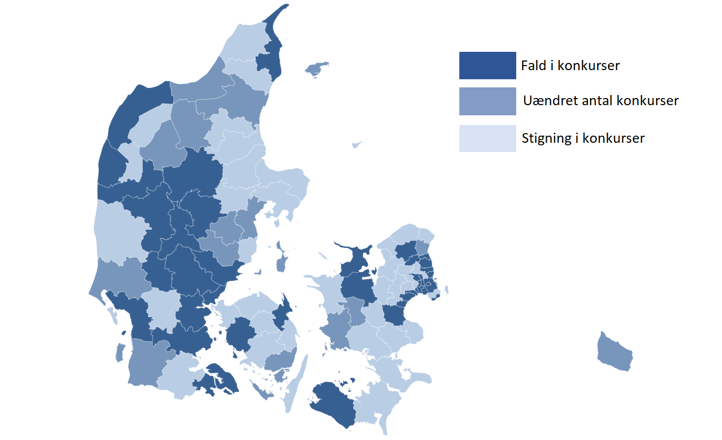 Figur 7: Vækst i konkurser i aktive virksomheder, 2016-2017*